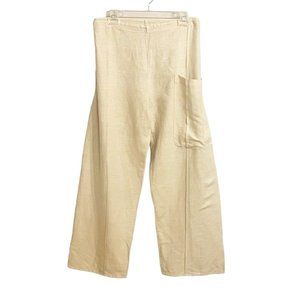 Gypsy By Karen Fowler Beige 100% Linen Drawstring Waist Ankle Pants OS Lagenlook